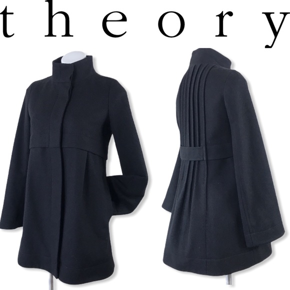 ❤️ Theory Loris W Manning Wool Coat Jacket Black S - Picture 2 of 16